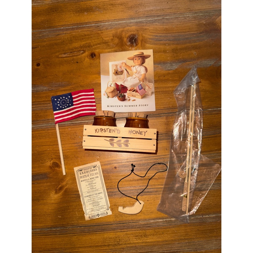 American Girl Kirsten Summer 4th of July Fun & Fishing Pole Pleasant Company 90s